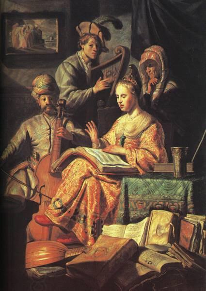 REMBRANDT Harmenszoon van Rijn The Music Party  dhd China oil painting art